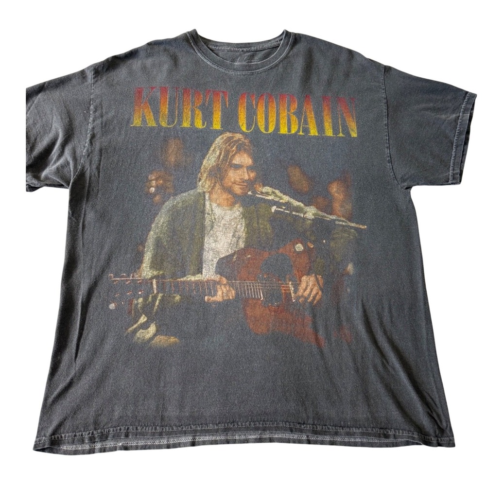 Kurt Cobain MTV Unplugged Graphic T-Shirt Mens O/S Rock Tee